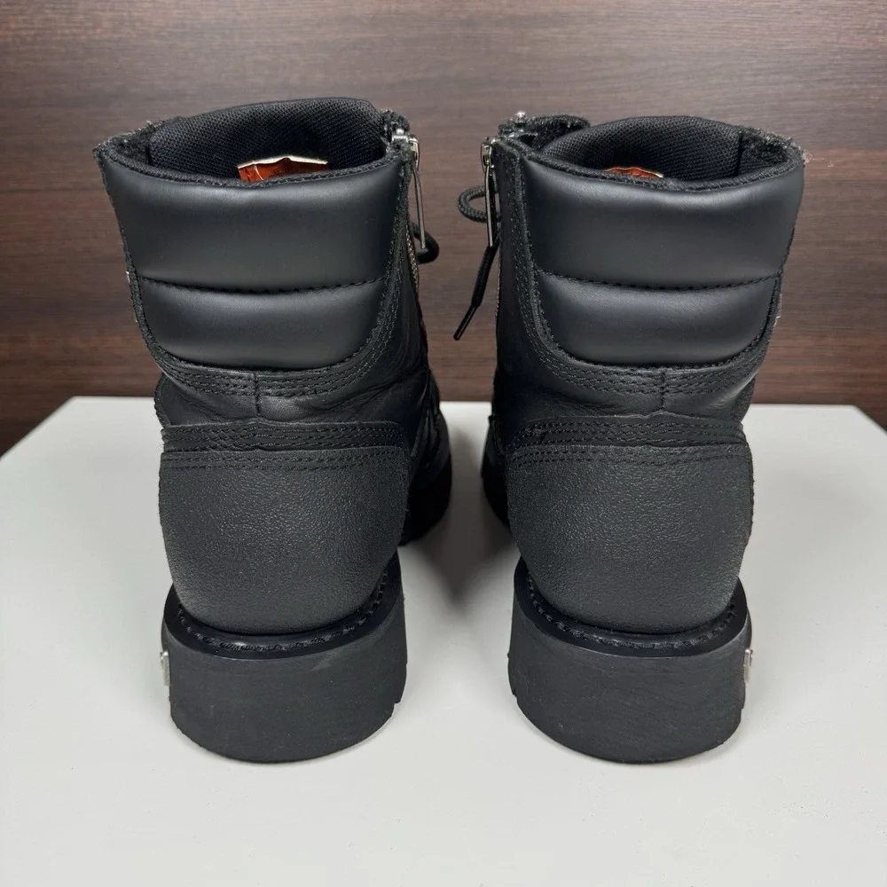 Harley Davidson 9.5 Stealth Motorcycle Boots Lace Black Leather Riding 91642 Men